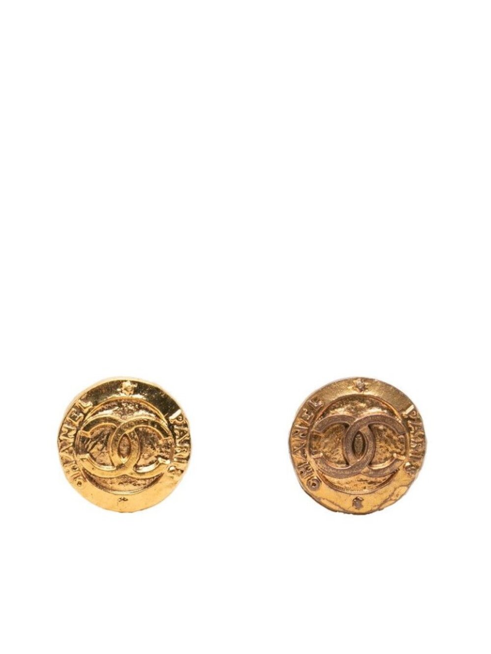 Chanel CC Logo Vintage Earrings 28 Gold Plated
